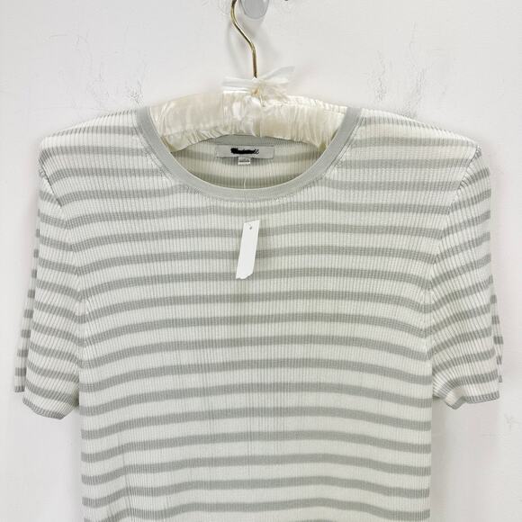 Madewell Micro Rib Sweater Tee Shirt Top Minimalist Viscose Monument Medium NWT - Picture 8 of 13